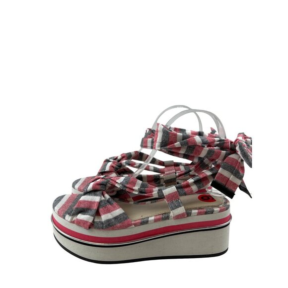 Zara Women's Sandals Lace Up Strappy Stripe Wrap Ankle Platform Size 6 EU 36 - Picture 5 of 11